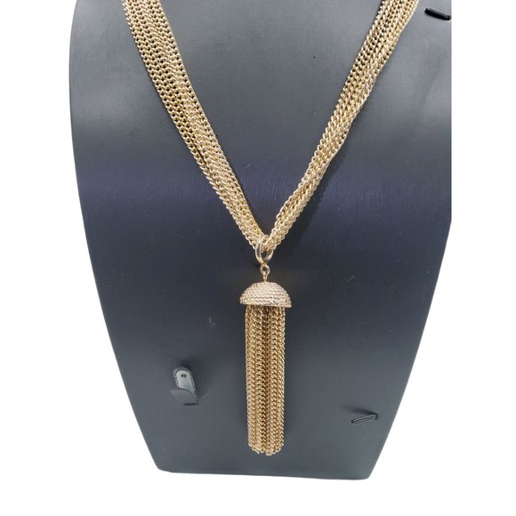 Sarah Coventry Jewelry - Vintage 1970's signed Sarah Coventry gold tone tassel pendant multi strand neckl